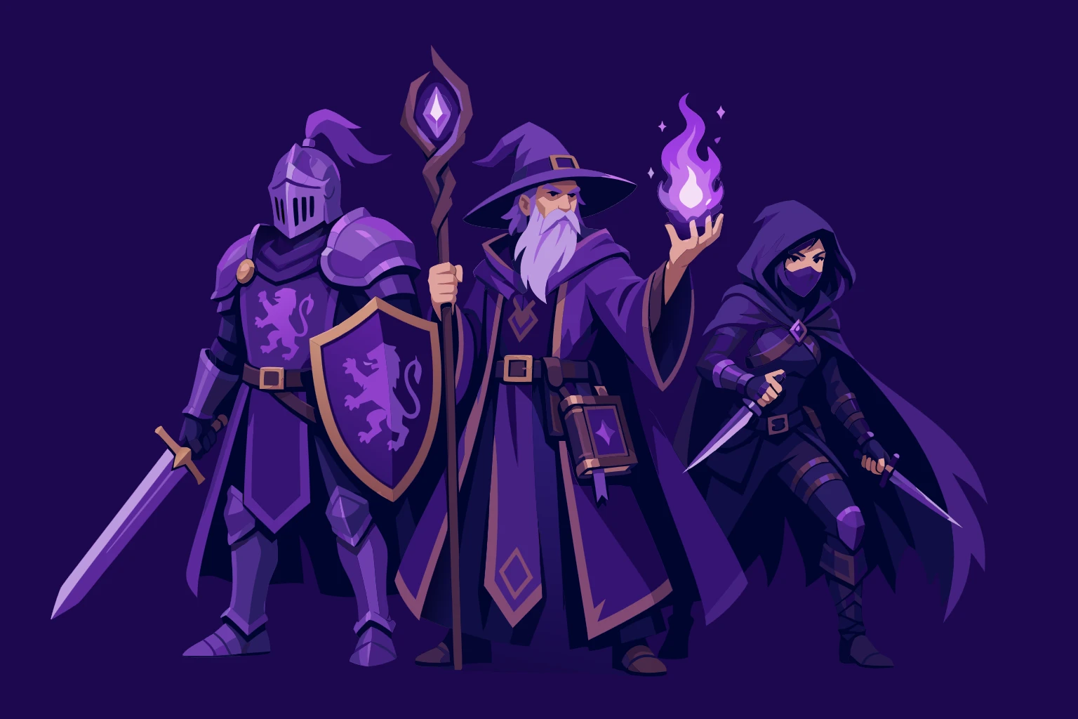 AI-generated D&D adventuring party character art