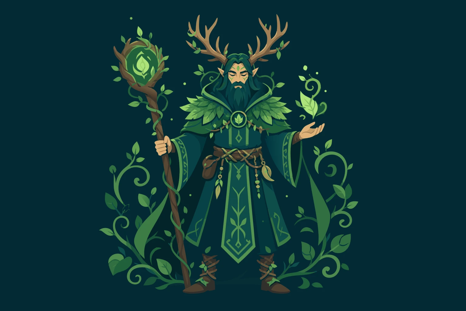 AI-generated druid shaman character art