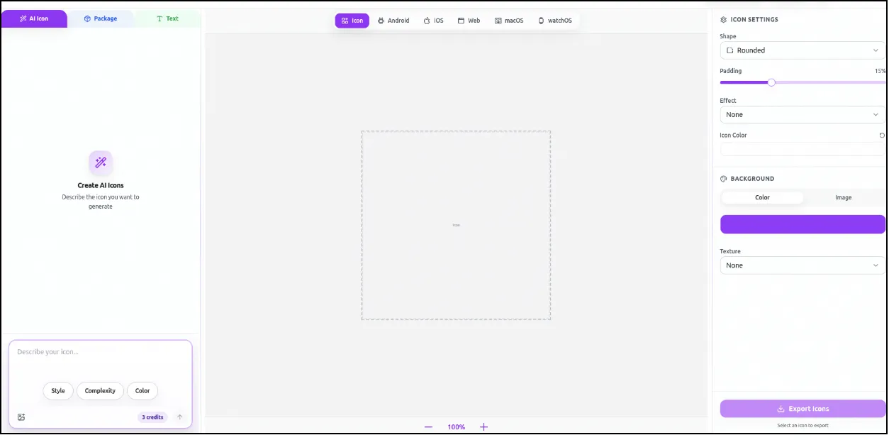 Generating the first icon in SVGMaker's AI Icon Generator
