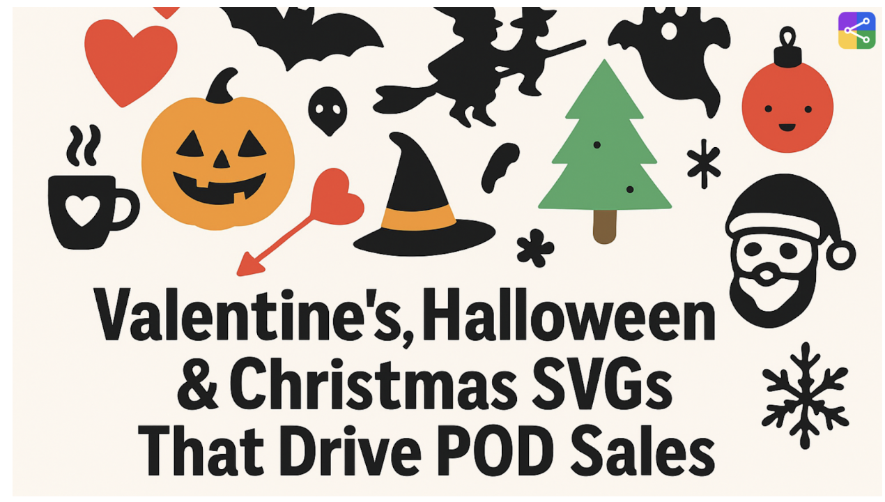 Valentine’s, Halloween & Christmas SVGs for POD Sales