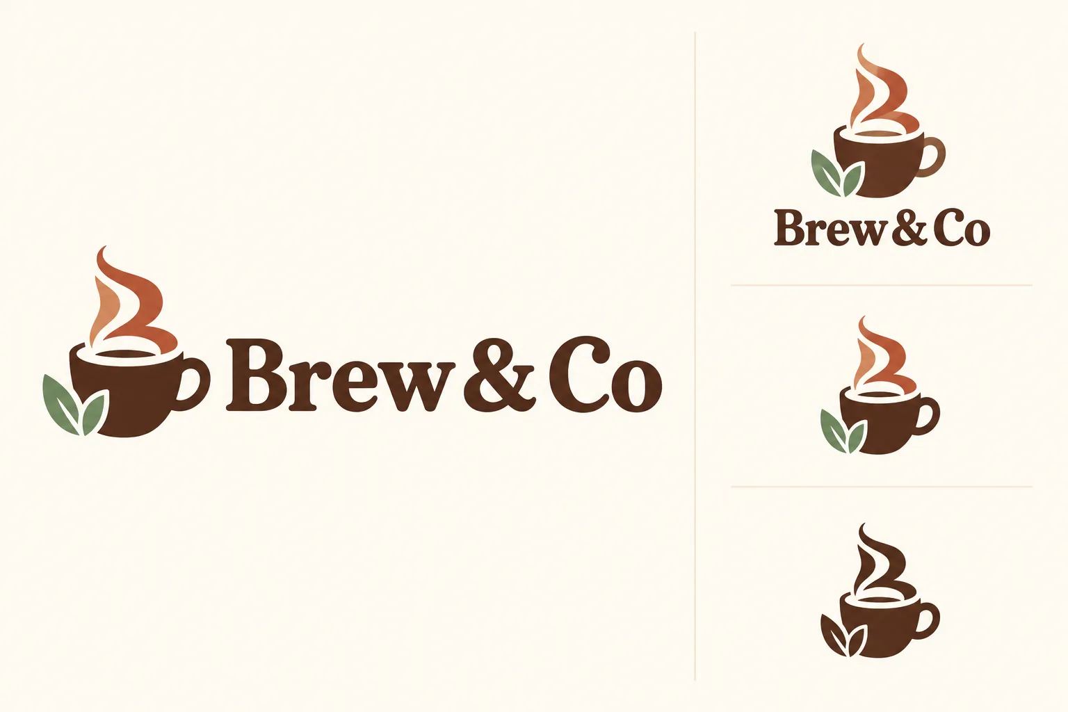 Brew & Co logo suite — primary lockup, stacked and icon-only marks