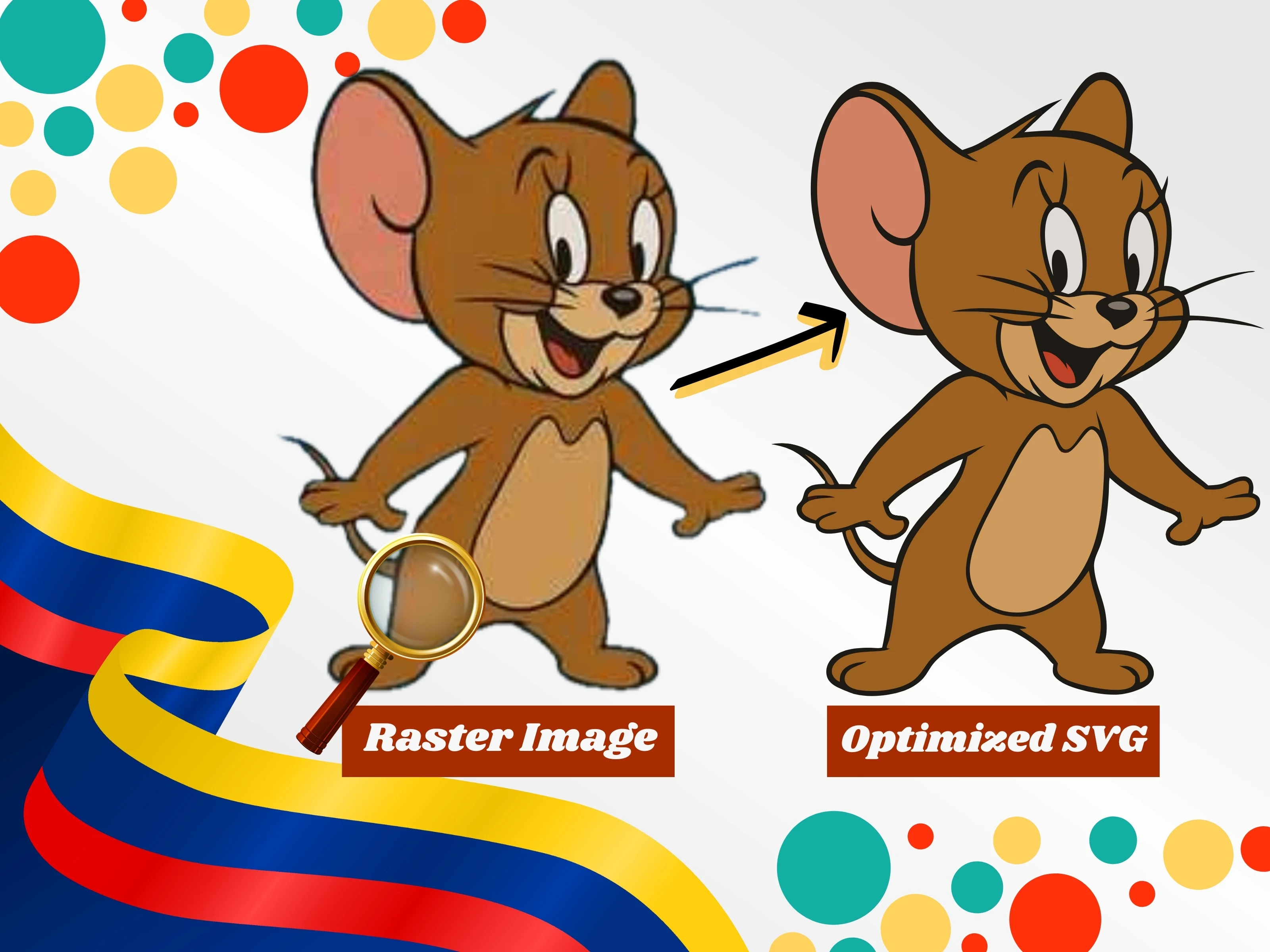 Convert raster images (JPG, PNG) to scalable SVGs online. Easily convert PNG to SVG while preserving colors, transparency, and detail—ideal for logos, icons, and web graphics.