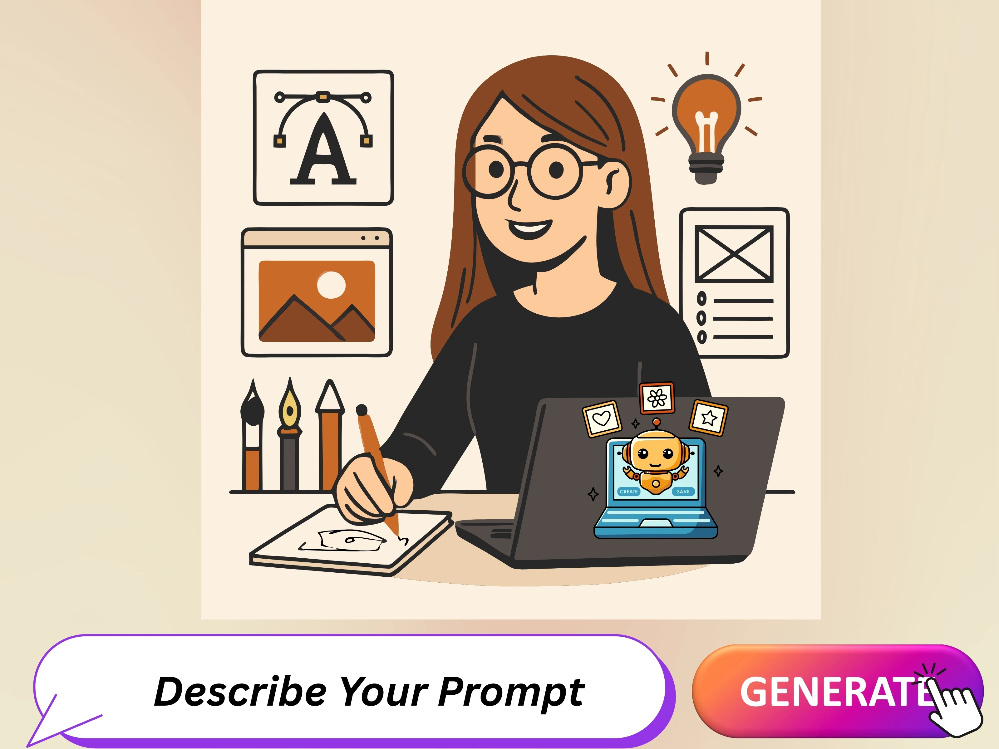 Turn text into scalable vector graphics instantly with our powerful AI SVG Generator. This all-in-one Text to SVG Generator produces lightweight, high-quality SVGs—perfect for logos, branding, graphic design, websites, and digital projects.